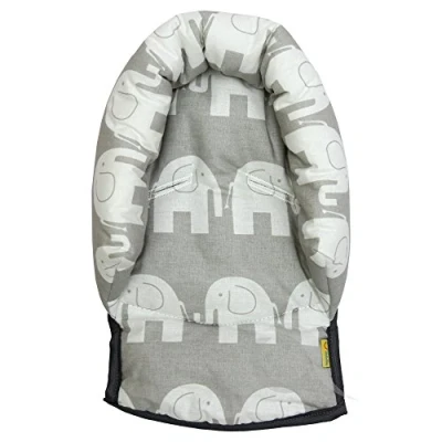 Image of UNIVERSAL Infant Baby Toddler car seat, stroller head support pillow (Soft Cotton) (Elephant/grey)