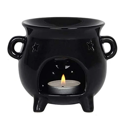 Image of Black Cauldron Shaped Oil Burner 10x12.5x12.5cm