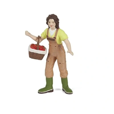 Image of PAPO FARMYARD FRIENDS Tiere Figurine, Solid, 39219 Woman Farmer with Basket, Multicolour
