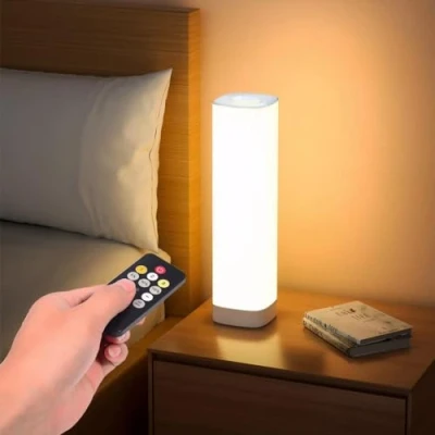 Image of Semlos Led Table Lamp for Bedroom, Reading Night Light with 3 Color and 10 Dimmable Brightness, Bedside Touch Remote Control, Desk Nightstand, Beds Office