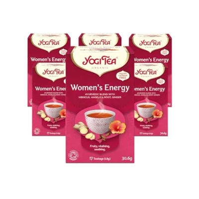Image of Yogi Tea, Women&#039;s Energy, Organic Herbal Naturally Caffeine Free, Blend of Hibiscus, Angelica Root and Ginger, 6 Packs x 17 Tea Bags (102 Teabags Total)