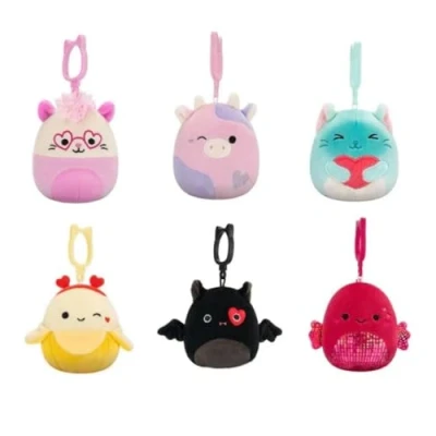 Image of Squishmallows 2025 Valentine Squad 3.5&quot; Mini Plush Doll Clip Keychain (Set of 6), Multicolor