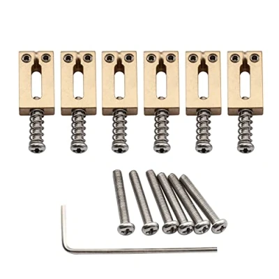 Image of Musiclily Ultra 10.8mm Modern Full Brass Bridge Saddles for Strat Tele Style Electric Guitar, Original Color (Set of 6)