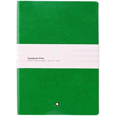 Image of Montblanc Notebook 116518 Fine Stationery #146 Green Elegant Soft Cover Journal Lined with Leather Binding A5