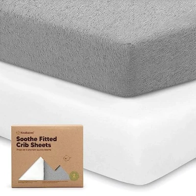 Image of Organic Fitted Cot Bed Sheets 2 Pack Breathable Jersey Cotton Baby 120x60 Mattress Sheet Crib (Cloud)