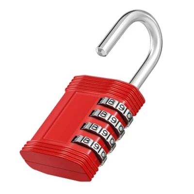 Image of ZHEGE Locker Padlocks, Combination Padlock for Gym, Outdoor Padlocks with Code, 4 Digit Lock Weatherproof Shed, Fence, Backyard Gate, Garage Door (Red)