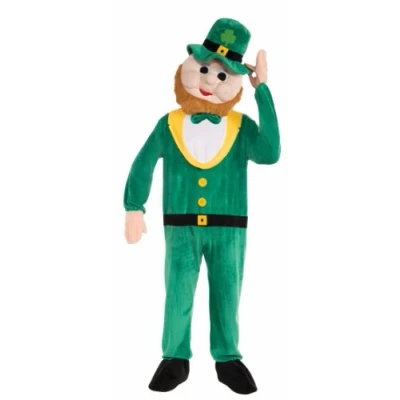Image of Rubies F71991 Plush Leprechaun Mascot Costume Adult Sized, Cartoon, Green, Default
