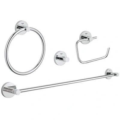 Image of GROHE Essentials New 4 in 1 Master Bathroom Accessories Set Chrome 40823001