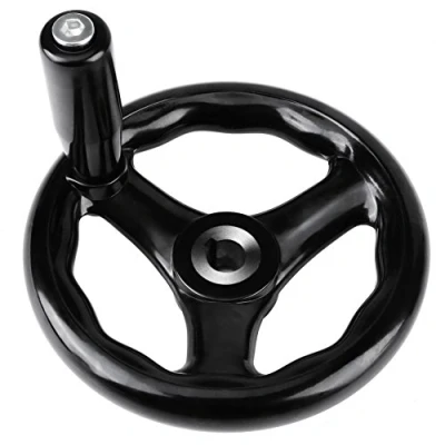Image of Fafeicy 3 Spoke Hand Wheel, 12 * 125mm/0.47 4.92&#039;&#039; Black Plastic Round Milling with Revolving Handle, for Lathe Machine