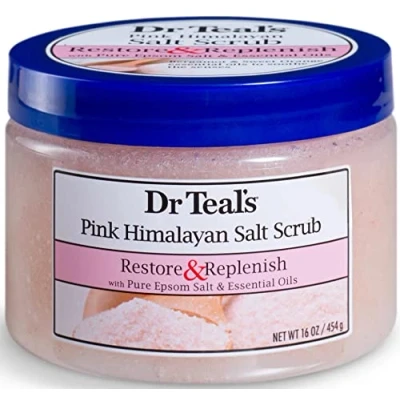 Image of Pink Himalayan Sea Salt Scrub Teal&#039;s, Restore &amp; Replenish, 16 oz (Pack of 2)