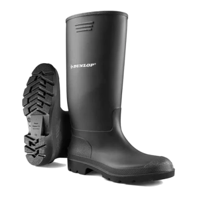 Image of Unisex Wellingtons Boots Ladies Women Mens Wellies Fully Waterproof Snow Rain Muck Outdoor Mud Shoes Welly (Black, 6)