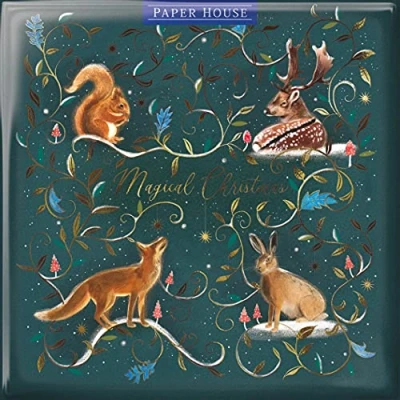 Image of Paper House Box of 12 Christmas Cards Festive Birds Lovely Foil Finish Cards, 4 Each 3 Designs