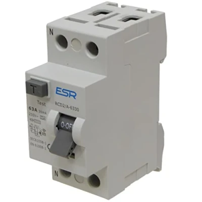Image of Type A RCD Double Pole Din Rail Mounted 16A, 25A, 40A, 63A, 80A 30mA, 100mA, Time Delay Options (63A 30mA)