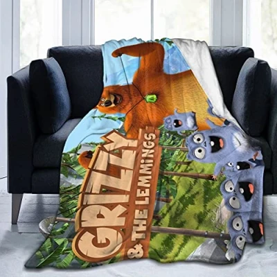 Image of Blanket for Grizzly Bear and The Lemmings Tabodi Girls Boys Adults Anime Blankets Chair Office Room Fuzzy Baby 50&quot;x60&quot;