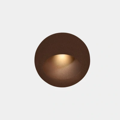 Image of Bat Outdoor LED Recessed Wall Light Round Brown IP65 2.2W 2700K