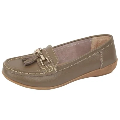 Image of Jo &amp; Joe Womens Nautical Leather Loafer (Latte 3 UK)