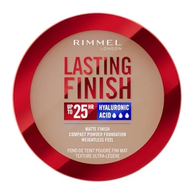 Image of Rimmel Lasting Finish 25 HR Compact Foundation 009 Honey, Matte Buildable Coverage, Powder to Cream, Anti Pollution Shields, SPF 20, Hyaluronic Acid, Waterproof, Hides Imperfections