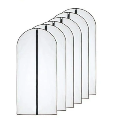 Image of Garment Covers Bag 6 PCS Transparent Waterproof Dustproof Dresses Storage Bags for Wardrobe Suit Cloth Cover Washable Clear Zipper Long Dress Suits Gowns