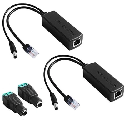 Image of GeeekPi 2 Pack Active PoE Power Over ethernet Splitter Adapter 48V to 12V,IEEE 802.3af Compliant 10/100Mbps with 12V Output for IP Camera,Wireless Access Point and VoIP Phone