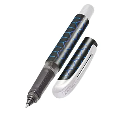 Image of Online ergonomic rollerball pen Blue Style for school &amp; college soft grip part left and right handed standard ink cartridges, refillable pens beginners, pupils, students