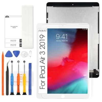 Image of Arbilato Screen Replacement for iPad Air 3 2019 LCD Display A2153 A2123 A2152 Touch Digitizer Glass Panel Full Assembly with Repair Tools 3rd Gen (White)
