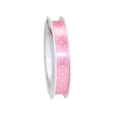 Image of C.E. Pattberg Präsent Mini Dots Printed Satin Ribbon Light Pink 15 mm width, 20 m length