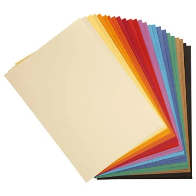 Image of Clairefontaine Ref 960452C Tulipe Grained Coloured Drawing Paper (Pack 24 Sheets) A4 (29.7 x 21cm) 160gsm Assorted Bright Colours Deep Dyed, Pure Cellulose, Acid Free
