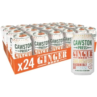Image of Cawston Press Fizzy Ginger Beer Drink Blended with Sparkling Water and Pressed Apple Juice (330ml x 24 cans) Gluten Free Vegan No Added Sugar
