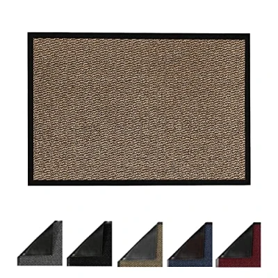 Image of JKZ RUG AND DOORMATS Door Mats Non slip Barrier Mat Indoor/Outdoor Kitchen Heavy Duty Material Rubber Backed Super Absorbent Small Large Rugs (60 x 90 cm, Brown)