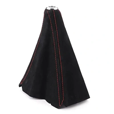 Image of Aramox Universal Suede Gear Lever Gaiter Stick Cover, Interior Classic Shift Gaiters Boot Cover Gearstick Knob Covers for Most Vehicles(Red Stitching)