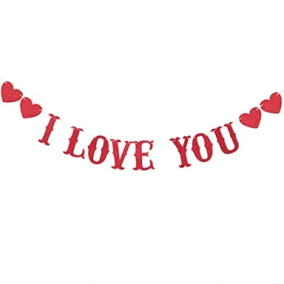 Image of Guirnaldas Para Floral Garlands for Decor I Love You Garland Banner Valentine&#039;s Day Props Wedding