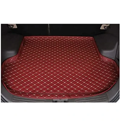 Image of LIPPSY Leather Car Trunk Boot Liner Mats for Nissan Juke 2018 2023, Tailored Rear Waterproof Carpets Anti Slip Protector Mat Accessories,Red
