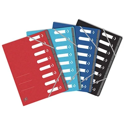Image of OXFORD TopFile+ 8 Compartments A4 Size Elastic Closure Multistrate Cover Clip Assorted Colours