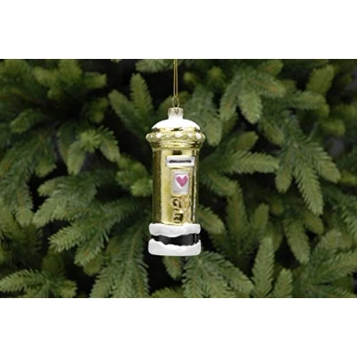 Image of Festive Gold Letter Box 11 centimeter Tree Decoration