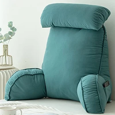 Image of COYEUX Reading Pillow For Bed,Back Support With Arm Rests/Memory Foam,Lumbar CushionWith Neck Pillow,Perfect Sitting,Reading,Gaming,75x40x50cm (without Headrest)