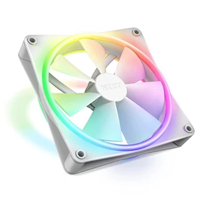 Image of NZXT F140 RGB Duo 140mm Dual Sided Fan 20 Individually Addressable LEDs Balanced Airflow and Static Pressure Fluid Dynamic Bearing PWM Control Anti Vibration Rubber Corners White
