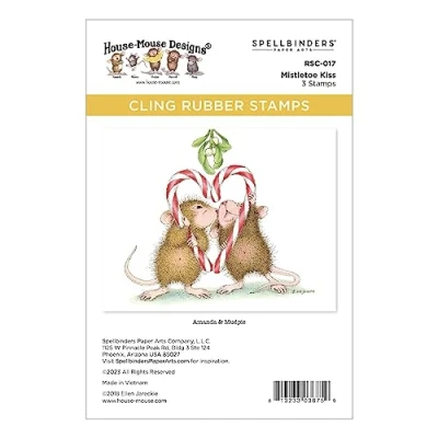 Image of Spellbinders Mistletoe Kiss Cling Rubber Stamp Set from The House Mouse Holiday Collection