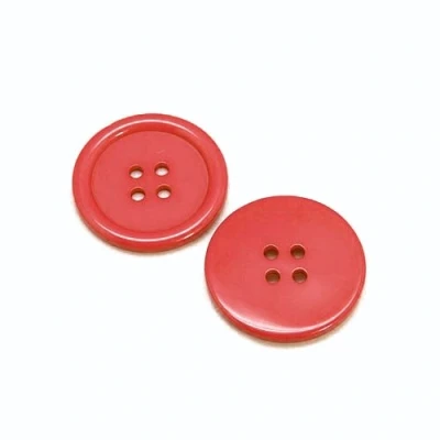 Image of Resin Buttons Red Round 30mm 4 Hole Pack Of 10