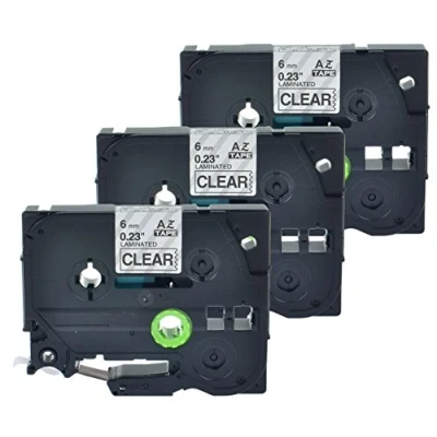 Image of 3 x Compatible Label Tape Replacement for Brother TZe 111 6mm Laminated Adhesive Black On Clear Cassette