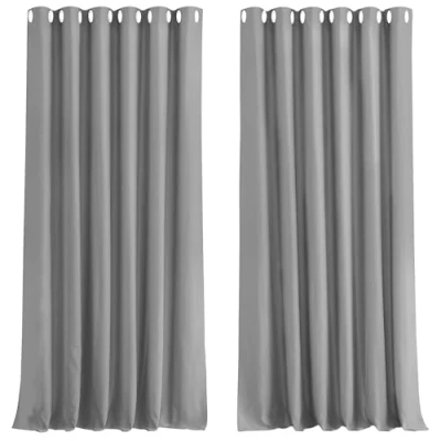Image of Aspire Homeware Blackout Curtains 90x90 Light Grey Eyelet for Bedroom Super Soft Thermal Insulated Living Room Curtain with Tiebacks, Pair Panel