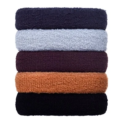 Image of 5 Pieces Large Hair Ties Bands Rope Seamless Cotton Stretch Ponytail Holders Headband for Thick Heavy Long and Curly (Multicolor)