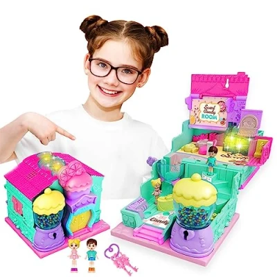 Image of sobebear Kids Sweet &amp; Candy Shop Toy with Light Music, Portable Mini Dollhouse Cute Accessories Role Play Game Set for 3+ Years