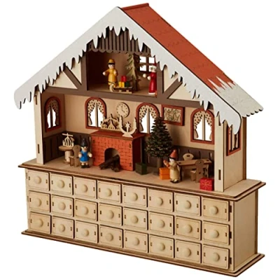 Image of Small Foot Living Room Advent Calendar with Lights, Wood, Nature, 39 x 10 38 cm