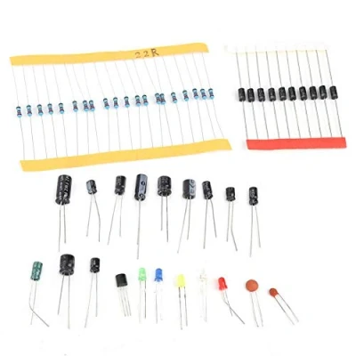 Image of Wal Front Electronic Components Kit, Assortment LED Diodes Transistor Electrolytic Capacitors Resistors, 1390pcs