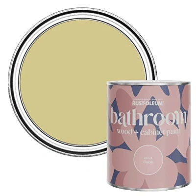 Image of Rust Oleum Green Moisture Resistant Bathroom Wood and Cabinet Paint in Matt Finish WASABI 750ML