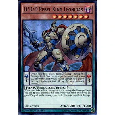 Image of YU GI OH! D/D/D Rebel King Leonidas (MP16 EN173) Mega Pack 2016 1st Edition Super Rare