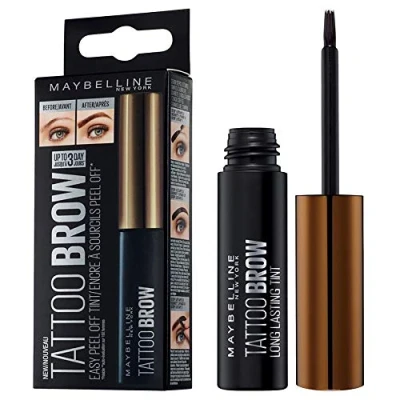 Image of Maybelline New York Tattoo Brow Peel Off Eyebrow Gel Tint, Semi Permanent Colour, Waterproof, Lasts up to 3 Days, Colour: Warm Brown