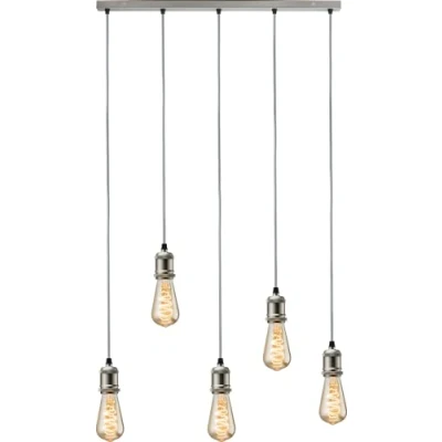 Image of KnightsBridge CALLA 230V E27 Vintage 5 Light Bar Pendant Brushed Chrome