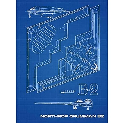 Image of Artery8 Northrop B 2 Spirit Stealth Bomber Blueprint Plan Unframed Wall Art Print Poster Home Decor Premium