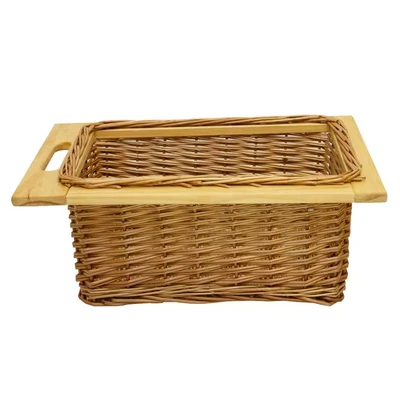 Image of MonsterShop 3 x Pull Out Wicker Kitchen Baskets 400mm